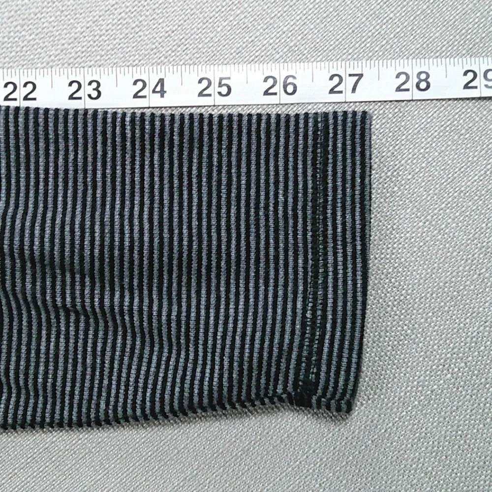 Banana Republic Henley Shirt Men's L Black Gray Striped Long Sleeve Cotton NEW